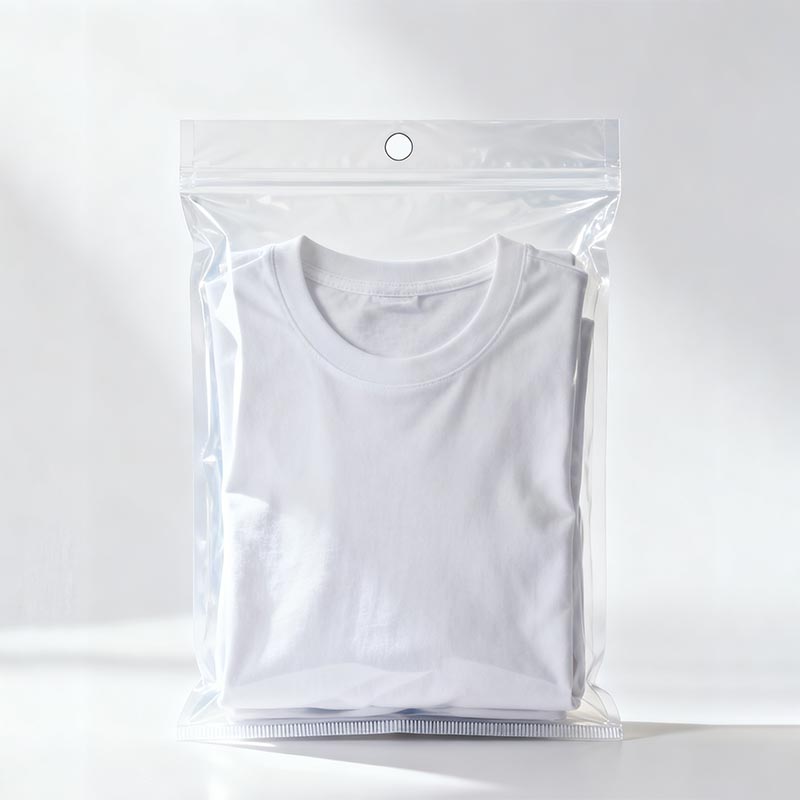 Transparent polyplastpåse för plagg